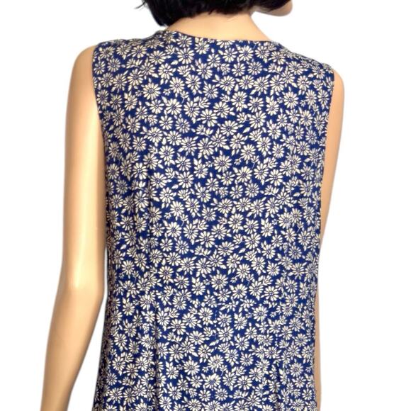 Vintage Y2k 90s Ditsy Floral Boho Maxi Dress 14 Sleeveles Dark Cottagecore Fairy - Picture 6 of 15